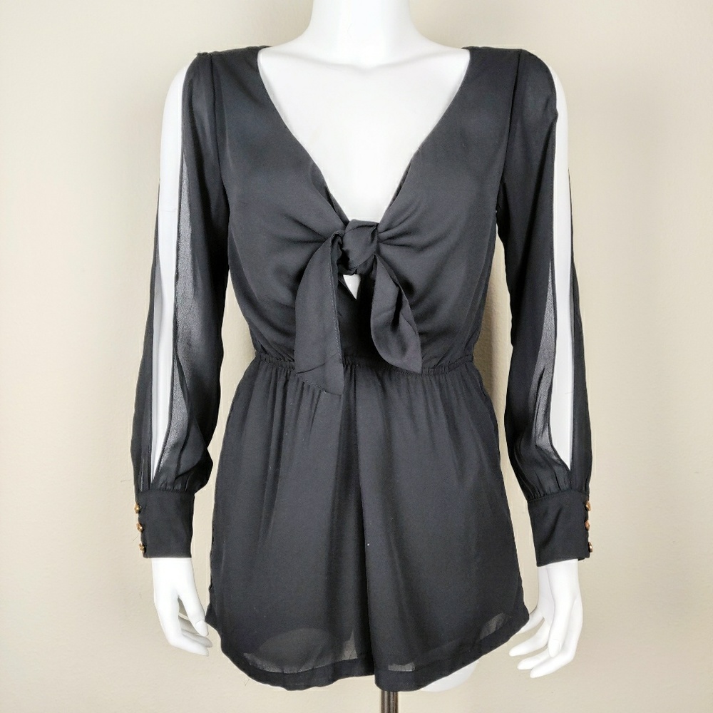 Paper Dolls black tie front romper dress